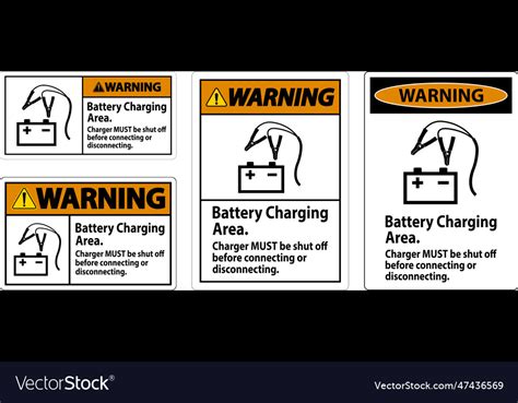 Warning Sign Battery Charging Area Charger Must Vector Image