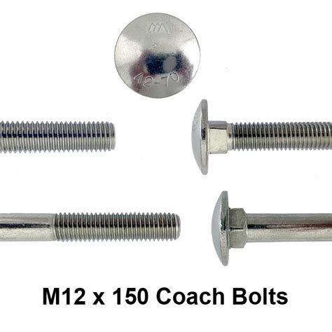 M12 X 150mm Coach Bolt A2 Stainless Steel Din 603 Earn Points Fixabolt