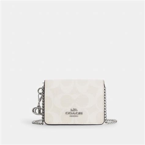 Coach Boxed Mini Wallet On A Chain In Signature Canvas In White Lyst