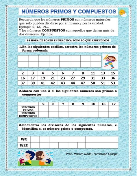 Ficha Online De Números Primos Y Compuestos Para 1° Secundaria Puedes