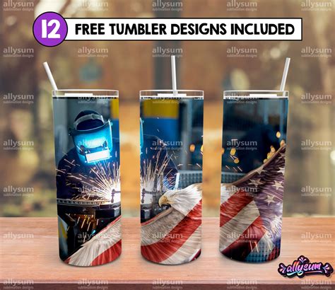 Welder American Flag Skinny Tumbler Oz Sublimation Design Png Welder