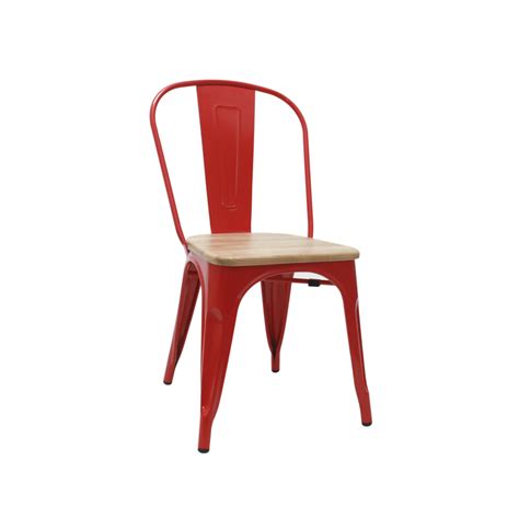 Ripley Silla Tolix Asiento Madera R Plica Rojo