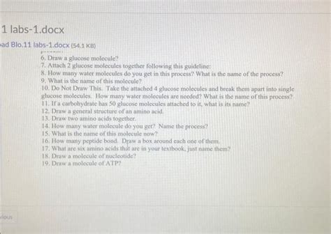 11 labs-1.docx (54.1 KB) 6. Draw a glucose molecule? | Chegg.com 