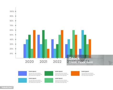 Bagan Batang Datar Dengan Lima Batang Infografis Diagram Batang