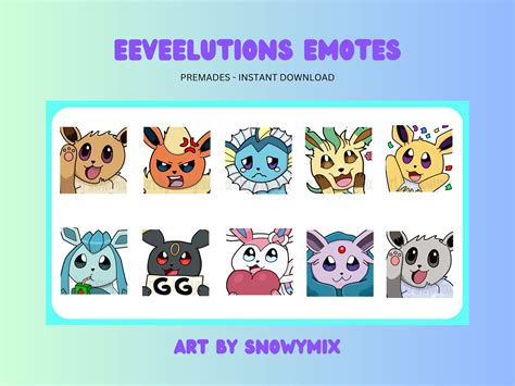 Eevee Eeveelutions Premade Emotes Twitch Discord Instant Digital