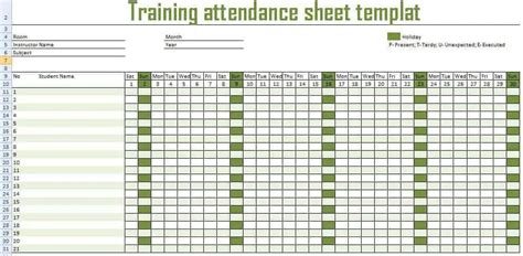 Employee Monthly Attendance Sheet Template