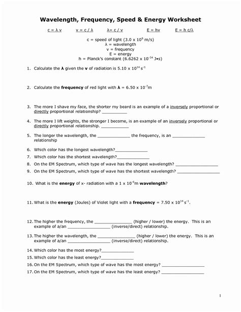 Mechanical And Electromagnetic Wave Worksheet