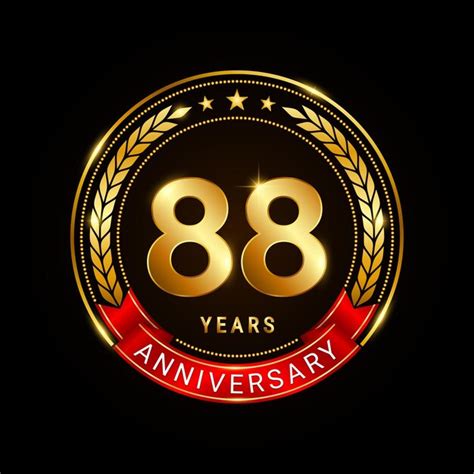 Premium Vector 88 Years Anniversary Golden Anniversary Celebration