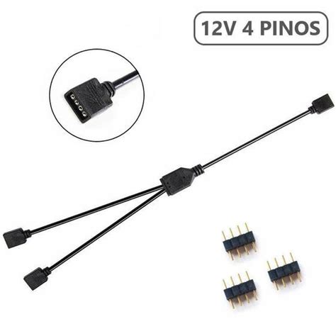 Cabo Y Adaptador RGB Divisor 12V 4 Pinos 1 Para 2 Saídas Alloyseed