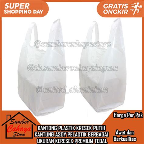 Jual KANTONG PLASTIK KRESEK TEBAL PUTIH ASOY PELASTIK UKURAN 15 17 19