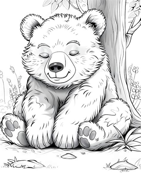 L Art En Ligne Monochrome De L Ours Illustration De La Page De