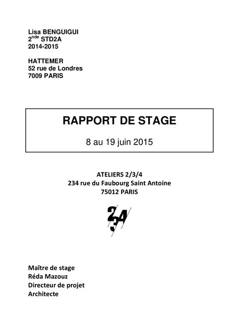 Rapport De Stage Rapport De Stage Architecture Recherche De Stage Hot