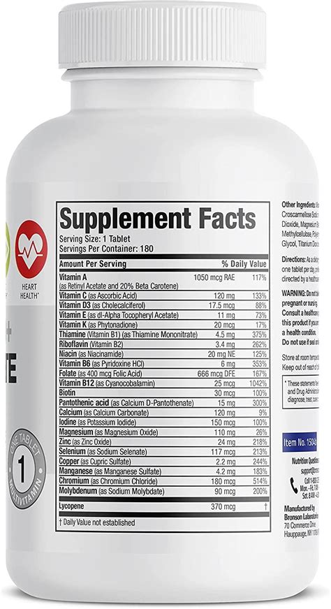 Bronson ONE Daily Mens 50 Complete Multivitamin Multimineral 180 Tablets