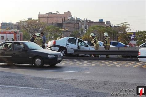 نجات معجزه آسای راننده L90 پس از ورود گاردریل به خودرو تصاویر تسنیم