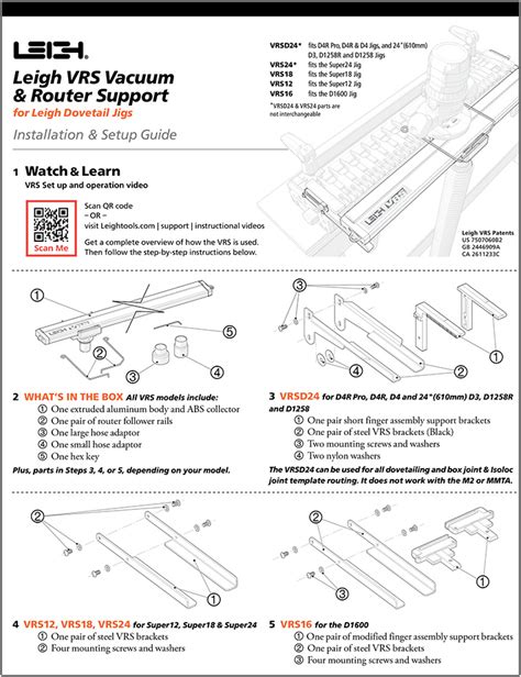 Vacuum Router Support User Guide Leigh Tools A Lee Valley Tools Company