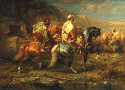 Arab Horsemen At Watering Hole By Schreyer Christian Adolf