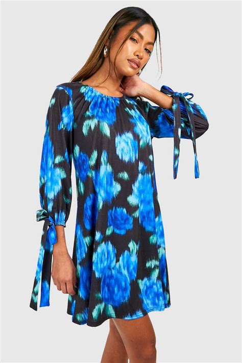 Scoop Neck Floral Smock Dress Boohoo Uk