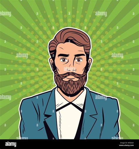 Hispter Male Pop Art Cartoon Stock Vector Image And Art Alamy