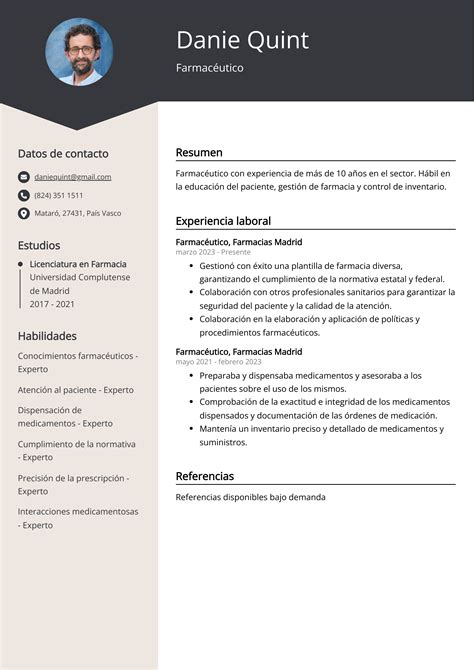 Ejemplos De Curriculum Vitae Farmac Utico Plantilla Y Consejos