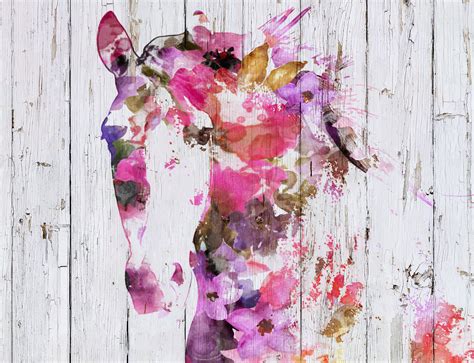 Gypsy Soul 2 Bohemian Colorful Abstract Floral Horse BOHO Watercolor ...