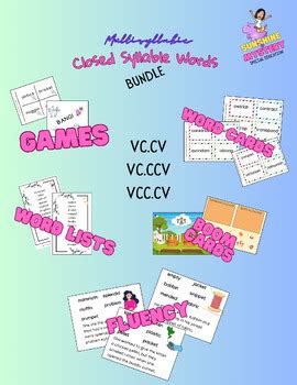 Multisyllabic Words Containing Only Closed Syllables Bundle Vc Cv Vc