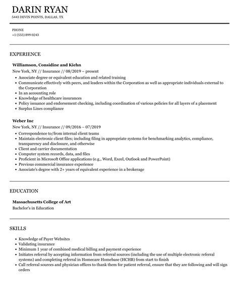 Insurance Resume Samples Velvet Jobs