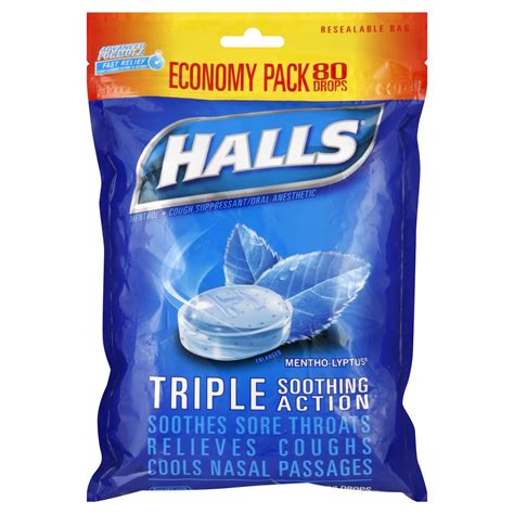 Halls Mentho Lyptus Menthol Cough Suppressantoral Anesthetic Economy