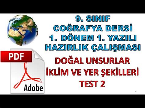 9 SINIF COĞRAFYA DERSİ 1 DÖNEM 1 YAZILI HAZIRLIK ÇALIŞMASI coğrafya