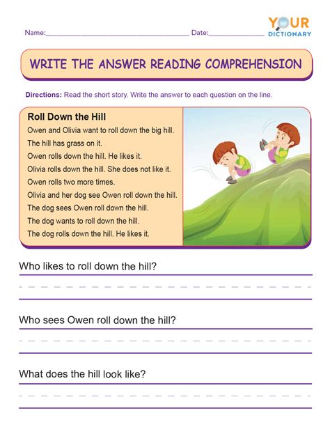 Printable Kindergarten Reading Comprehension Worksheets