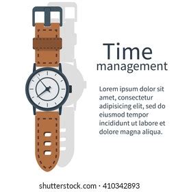 Time Management Concept Flat Design Style Vector De Stock Libre De