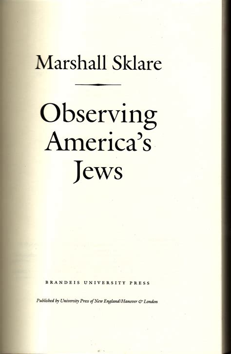 Observing Americas Jews Marshall Sklare