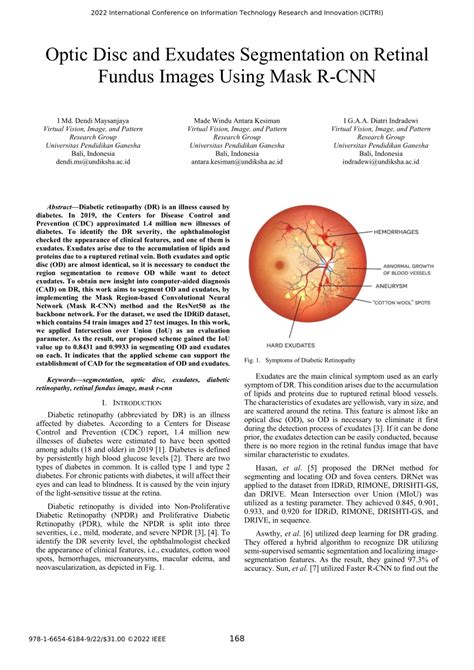 Pdf Optic Disc And Exudates Segmentation On Retinal Fundus Images