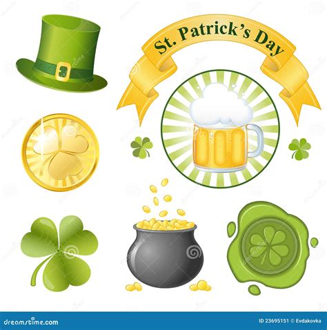 St Patrick S Day Icon Set Stock Vector Illustration Of Element