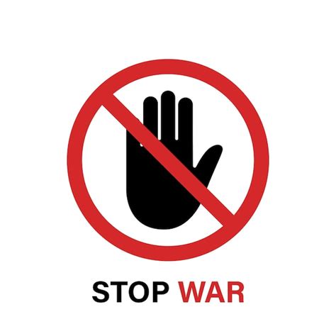 Znak Dłoni Stop War Palm Czerwony Niebezpieczeństwo Zakaz Symbol Wojny