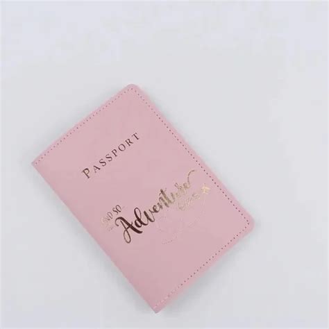 Blush Pink Adventure Begins Aesthetic Pastel Pu Leather Passport Cover Holder Cum Card Holder