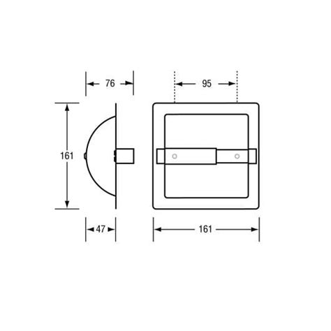 Recessed Single Toilet Roll Holder with Spindle - SureCare