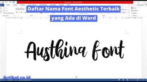 Daftar Nama Font Aesthetic Terbaik Yang Ada Di Word Id