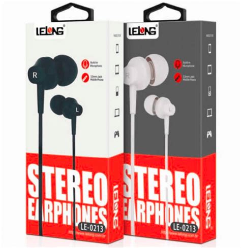 Fone De Ouvido Stereo Earphones Microfone Branco Lelong Le