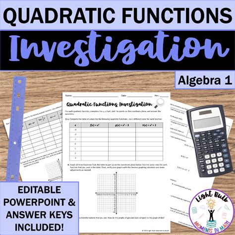 Quadratic Functions Transformations Investigation Light Bulb Moments