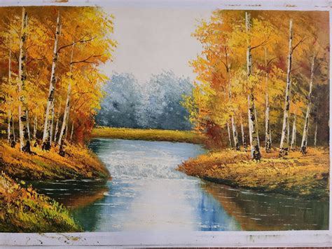 Paysage Campagne Riviere Tableau Peinture Huile Sur Toile Etsy France