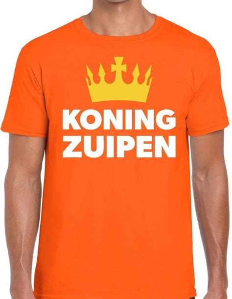 Oranje Koning Zuipen T Shirt Shirt Voor Heren Koningsdag Kleding S