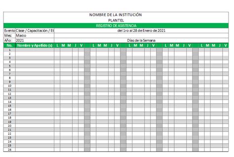 Modelo De Planilla De Asistencia En Excel Recursos Excel