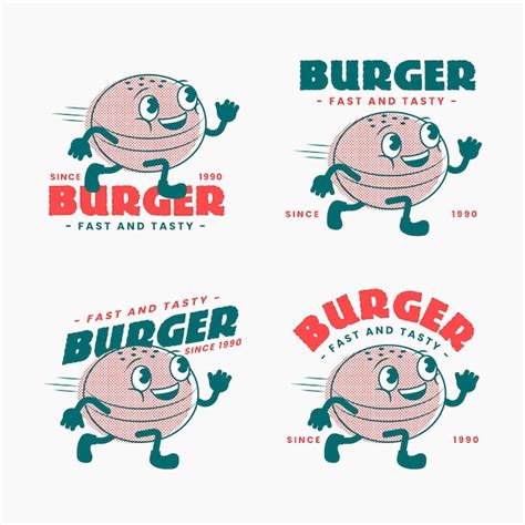 Free Vector | Retro cartoon restaurant logo set