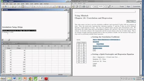 Correlation And Regression With Minitab Youtube