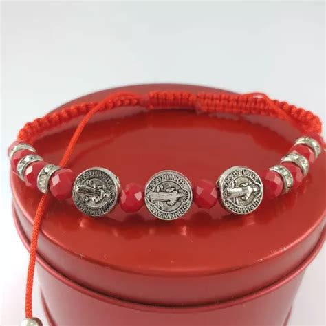 Pulsera De Protección Ajustable Medalla San Benito Hilo Rojo Cuotas