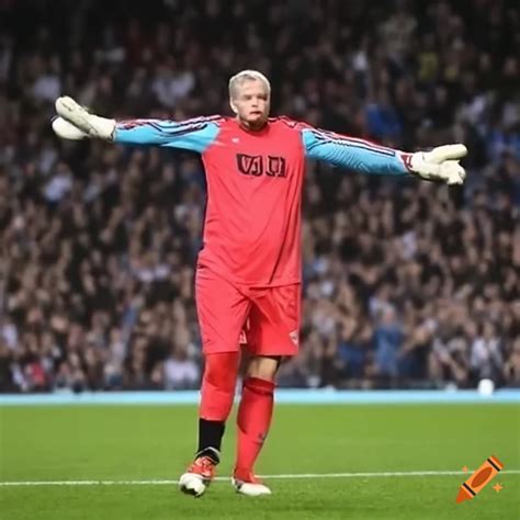 Goalkeeper Making An Impressive Save In Front Of A Cheering Crowd On