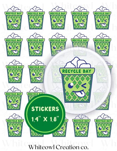 Printable Planner Stickers Recycle Day Instant Etsy In 2022