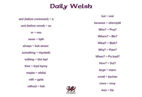 Daily Welsh Welsh Words Welsh Language Learn Welsh