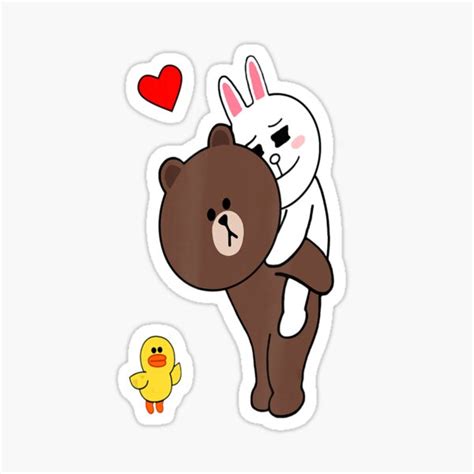 Cute Brown Bear Cony Bunny Rabbit Carry Me Home My Love Sticker For