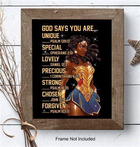 African American Woman - African American Wall Art for Girls - God Says You Are - Christian Wall ...